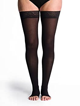 【中古】【輸入品・未使用】Sigvaris Soft Opaque 843NLSO99 30-40 mmHg Womens Open Toe Thigh, Black, Large-Short by Sigvaris