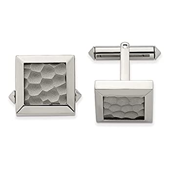 【中古】【インポート品・未当て嵌める】IceカラットチタンHammered Cuff Links Mens Cufflinks Man繋がり