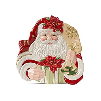 【中古】【輸入品・未使用】Fitz and Floyd 49???353ポインセチアSantaカナッペプレートパン、レッドホワイト