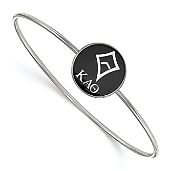 【中古】【輸入品・未使用】LogoArt スターリングシルバー Kappa Alpha Theta エナメル付きスリップオンバングル, 金属