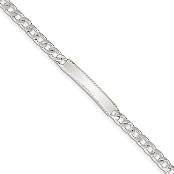 【中古】【輸入品・未使用】925スターリングシルバー 5mm ダイヤモンドカット カーブリンク IDチェーンネックレス ブレスレットまたはアンクレット 24 ホワイト