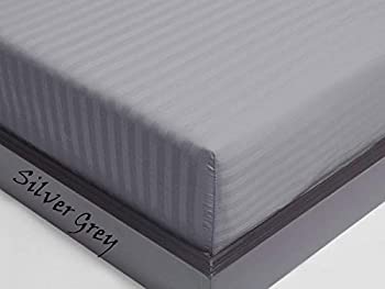 【中古】【輸入品・未使用】RBS BEDDING\'S 400スレッドカウント エジプト綿 エクストラディープポケット ボックスシーツ/ボトムシーツ ツイン(39インチ X 75インチ) シルバ