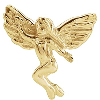 【中古】【インポート品・未当て嵌める】14K 黄色ゴールド 13x12粍 ダンシングエンジェルラペルピン
