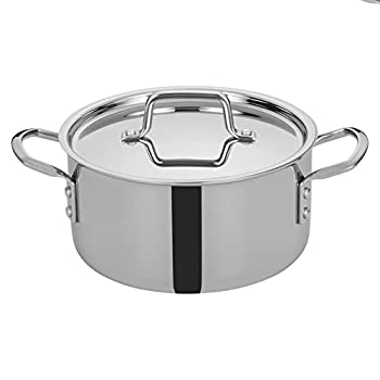 【中古】【インポート品・未当てはめる】Winco tgsp-4、4.5クオートtri-gen tri-plyステンレススチールストックポット、商用評価Stockpot with取りまかなう、NSF