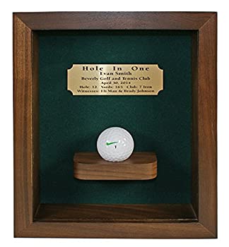 【中古】【輸入品・未使用】Eureka Golf Products ホールインワン シャドーボックス ボールシェルフフリー彫刻プレート付き (ウォルナット)