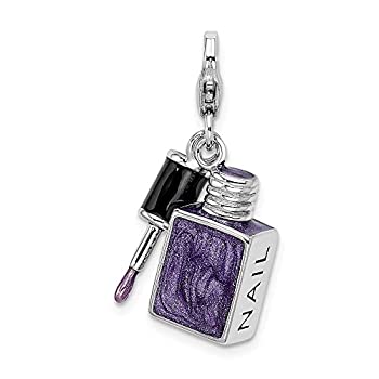 【中古】【インポート品・未当て嵌める】FB Jewels ソリッドスターリングシルバー エナメル 3D ネイルエナメル ロブスタークラスプチャーム付き添い人