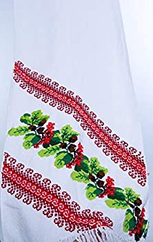 【中古】【輸入品・未使用】200 x 33 cm ウクライナウェディングRUSHNYK ハンドクロスステッチ刺繍タオル ホワイトオークの葉 ウェディング装飾
