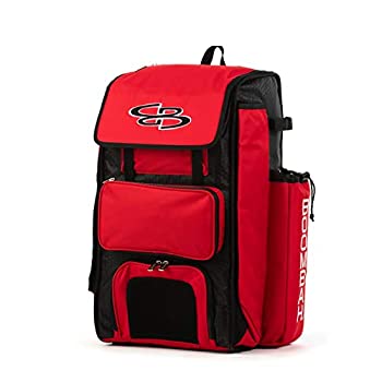 【中古】【インポート品・未当て嵌める】Boombah Catchers 百貨店容器に並べる 野球バット御徒面子 - 23-1/2in x 13-1/2in x 9-1/2in - 黒いこと/赤いこと - 野球バット4本納める - うしろ側パッ