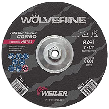 【中古】【輸入品・未使用】Weiler 56423 9 x 1/8 Wolverine Type 27 Cutting Wheel, A24R, 5/8-11 UNC Nut (Pack of 10) by Weiler画像