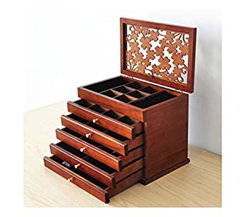 【中古】【輸入品・未使用】YLB 無垢材 6段 キュービックジュエリーボックス収納ボックス アンティークデザイン
