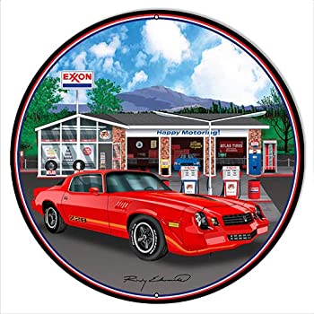【中古】【輸入品・未使用】Rudy Edwards ガレージアートサイン Z28 コルベット レッドメタルサイン 30x30 ラウンド|スカイマーケットプラス