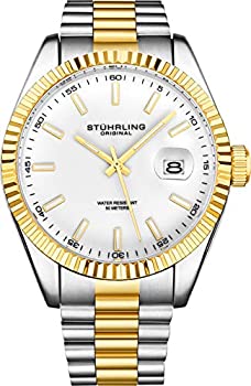 【中古】【輸入品・未使用】STUHRLING オリジナル腕時計 メンズ - ラインエイジアナログドレスウォッチ メンズクォーツウォッチ ステンレススチールブレスレット腕時計 夜光