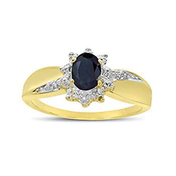 【中古】【輸入品・未使用】10?Kイエローゴールドオーバルサファイアとダイヤモンドリング 54,151円