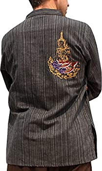 【中古】【輸入品・未使用】RaanPahMuangコットンフォーマル中国シャツwith手塗りタイLady GodサイズL