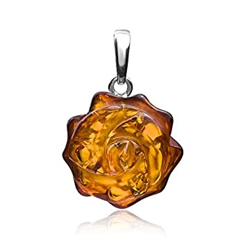 【中古】【輸入品・未使用】Ian and Valeri Co. アンバースターリングシルバーローズペンダント, スターリングシルバー, アンバー 18,780円