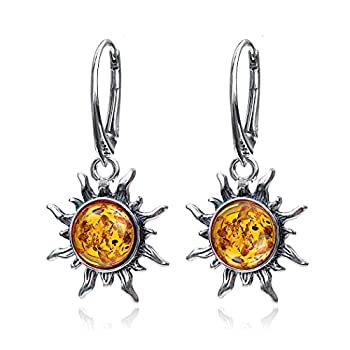 【中古】【輸入品・未使用】Amber Sterling Silver Flaming Sun Leverback Earrings｜スカイマーケットプラス 12,011円