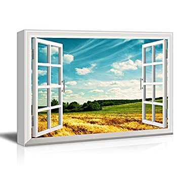 【中古】【輸入品・未使用】wall26 ウィンドウビューキャンバスウォールアート - オープンウィートフィールド - ジークレープリントギャラリーラップ モダンホームアート す