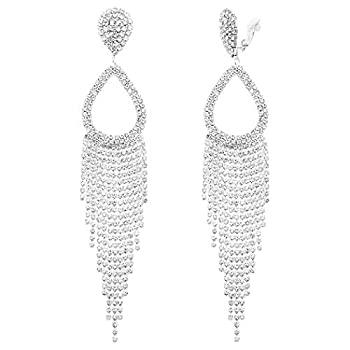 【中古】【輸入品・未使用】Rosemarie Collections レディース ステートメント クリスタル ラインストーン ティアドロップ フリンジ ショルダー ダスター クリップ オン イ