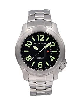 【中古】【インポート品・未当て嵌める】Momentum メンズ Steelix ウォッチ 200m / 660フート 雨合羽 ソリッドステンレススチールケース Sapphire Crystal 黒いこと | ステンレス鋼スチール写真