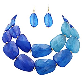 【中古】【輸入品・未使用】Rosemarie Collections レディース オンブレ研磨樹脂ステートメントネックレス ピアスセット ブルー｜スカイマーケットプラス 17,961円