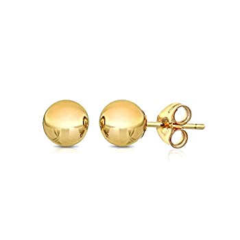 【中古】【輸入品・未使用】Pori Jewelers プレミアム14Kゴールドボールスタッドピアス バタフライバッキング 3mm-8mm イエローホワイトまたはローズ, 金属|スカイマーケットプラス