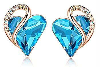 【中古】【輸入品・未使用】Leafael 18K ローズゴールドメッキ ラブハートスタッドイヤリング ヒーリングストーン付き クリスタルジュエリー 女性へのギフト, クリスタル ラ