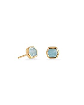 【中古】【輸入品・未使用】Kendra Scott Davie スタッドイヤリング 18Kゴールドヴェルメイル ファインジュエリー レディース, スターリングシルバー 金属, アクアマリン
