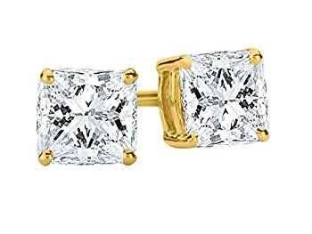 【中古】【輸入品・未使用】1/2-2カラット総重量プリンセスダイヤモンドスタッドイヤリング 4プロングプッシュバック（G-HカラーVS1-VS2クラリティ）｜スカイマーケットプラス
