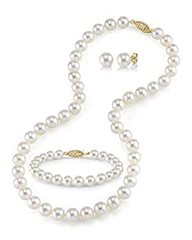 【中古】【輸入品・未使用】The Pearl Source レディーズ 淡水養殖真珠のネックレス、ブレスレット&ピアスセット イエローゴールド|スカイマーケットプラス