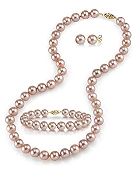 【中古】【輸入品・未使用】The Pearl Source レディーズ 淡水養殖真珠のネックレス、ブレスレット＆ピアスセット イエローゴールド