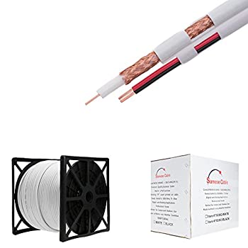 【中古】【輸入品・未使用】1000フィート ホワイト バルク シャムRG59/U ケーブル、20AWG + 18/2 AWG 電源、95%シールド、CCTV ビデオワイヤー (ホワイト、1000フィート)