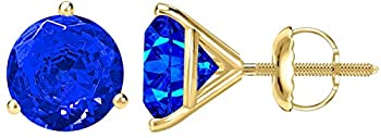 【中古】【輸入品・未使用】1?/ 2???10カラット合計重量サファイアスタッドイヤリング3ピンスクリューバック|スカイマーケットプラス