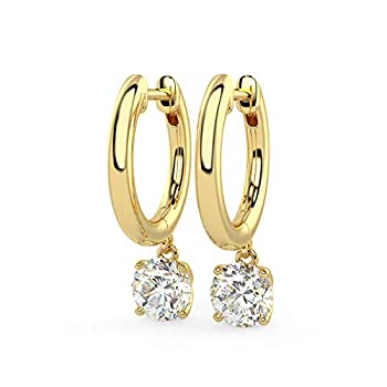【中古】【インポート品・未当て嵌める】14K ゴールド ハギーフープイヤリング 1/2カラット ラウンドブリリアントカット 人工金剛石 4本爪仕掛ける落っこちる (G-H色つや VS1-VS2クラ