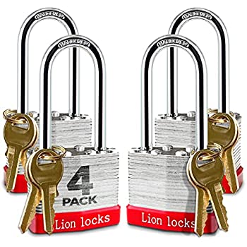 【中古】【輸入品・未使用】(ライオンロックス) Lion Locks 5RLS南京錠 1～9/16インチ幅 2インチシャックル 4個パック