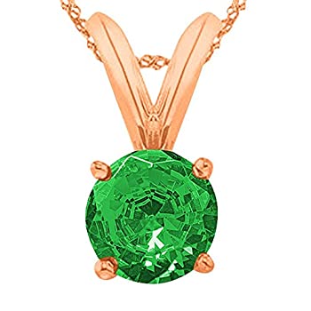 【中古】【インポート品・未当て嵌める】1?/ 2???5カラットラウンドエメラルド4プロングペンダントネックレス( AAA特性) W / 16?\