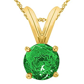 【中古】【インポート品・未当て嵌める】1?/ 2???5カラットラウンドエメラルド4プロングペンダントネックレス( AAA特性) W / 16?\