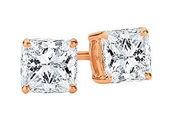 【中古】【輸入品・未使用】1?/4???2カラット合計重量認定プリンセスダイヤモンドスタッドイヤリング4プロングPush BackDEカラーsi2クラリティ)|スカイマーケットプラス