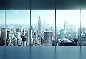 【中古】【輸入品・未使用】Yeele 7?x 5ftラグジュアリーオフィスBackdrop French Window City Aerial ViewガラスウィンドウCity Skyscraper風景写真背景大人用Man芸術的肖|スカイマーケットプラス
