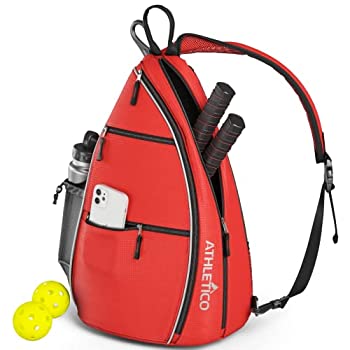 【中古】【インポート品・未当て嵌める】Athletico スリングバッグ - クロスボディバックパック ピックルボール 庭球 櫂どんぶり鉢 旅する用 男女兼用 (赤いこと)