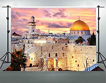 【中古】【輸入品・未使用】エルサレムの街並みの背景 写真撮影用 7x5フィート ソフト生地 しわなし 夕暮れドーム 岩の景観背景 パーティールームの装飾バナー YouTube 写真|スカイマーケットプラス