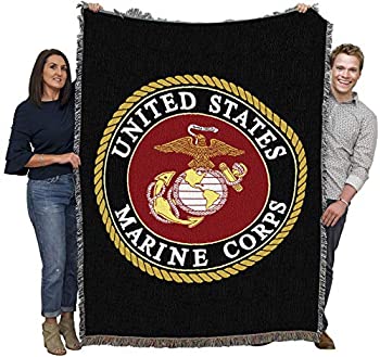 【中古】【輸入品・未使用】アメリカ海兵隊 エンブレムブランケット ギフトミリタリータペストリースロー コットン織り 米国製 (72x54)｜スカイマーケットプラス