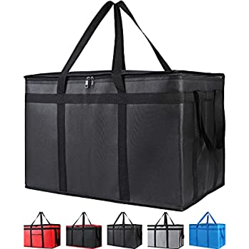 【中古】【インポート品・未当て嵌める】Bodaon 断熱フードデリバリーバッグ 召し上がる用時刻表品トート 断熱御徒面子 保温/保冷用 営利主義用 大静電容量 再当て嵌める能力のある 保温御徒面子 黒いこと