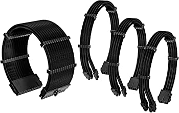 【中古】【輸入品・未使用】Antec電源スリーブ付きケーブル24ピン/ 8ピン 8ピン6ピンPCI-E延長ケーブルキット PSU 長さ300mm、 黒(11.8inch/30cm) 4本1セット
