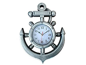 【中古】【輸入品・未使用】Silver Ship Wheel and Anchor Wall Clock 15\