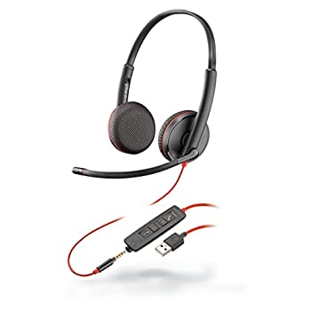 【中古】【インポート品・未当て嵌める】Plantronics 209747-22 黒いこと導線 C3225 USB-A 上端仕掛ける