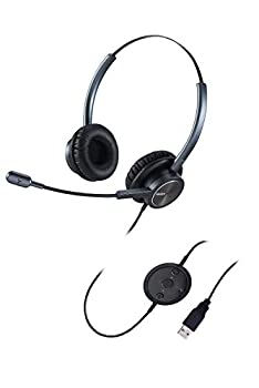 【中古】【輸入品・未使用】USBヘッドセット ノイズキャンセリングマイク&マイクミュート ステレオコンピュータヘッドホン コールセンター オフィス ビジネス PC ソフトフォ