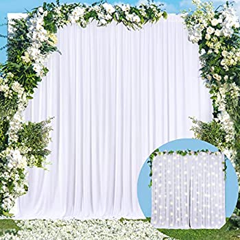 【中古】【輸入品・未使用】White Backdrop Curtain Photo Drape Backdrop for Weddings Baby Shower Birthday Party Engagement Photography with Golden Curtain Tiebacks｜スカイマーケットプラス 11,425円