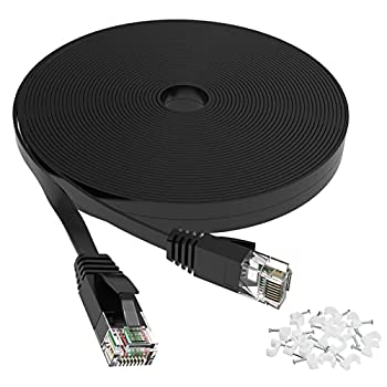 【中古】【インポート品・未当て嵌める】Cat 6 イーサネットケーブル 15フート 室外\u0026屋内用 10Gbps Cat7網状組織相応う 高耐久 平ったい サイバー空間 ローカルエリアネットワーク パッチコード 弾丸道路雨合羽