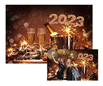 【中古】【輸入品・未使用】leowefowa 9?x 6ft冬2019?Backdrop Lucky Horseshoe Backdrops for PhotographyシャンパンFireworks Bokehメリークリスマスビニール写真背景ク