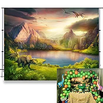 【中古】【輸入品・未使用】LFEEY 10x8フィート ファンタジー ジュラシックワールド 背景 不思議の国 古代 自然 風景 湖 山 恐竜 写真 背景 キッズ 誕生日パーティー フォト